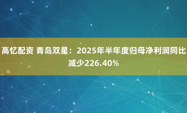 高忆配资 青岛双星：2025年半年度归母净利润同比减少226.40%