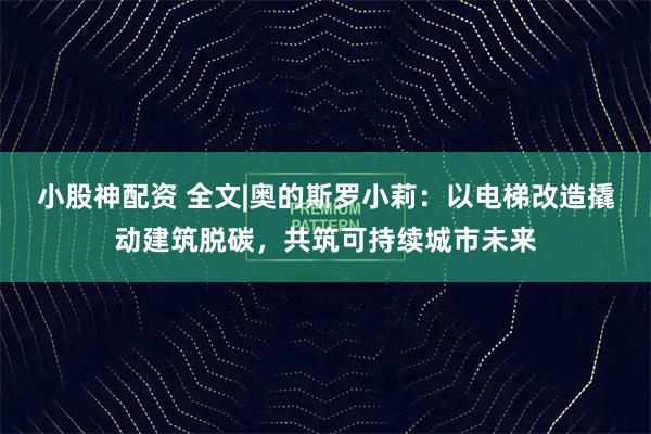 小股神配资 全文|奥的斯罗小莉：以电梯改造撬动建筑脱碳，共筑可持续城市未来